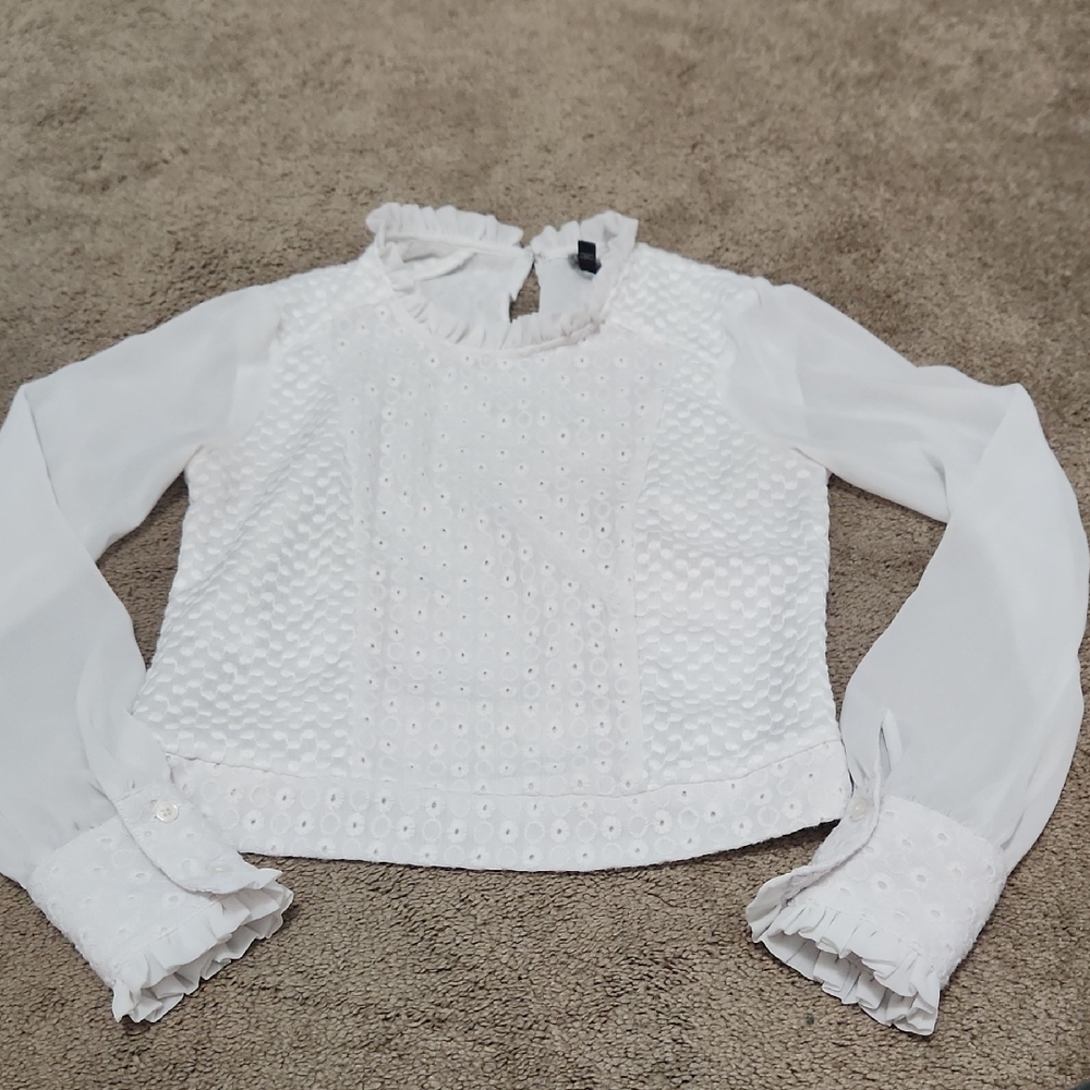 Express Eyelet Sheer Blouse- XS